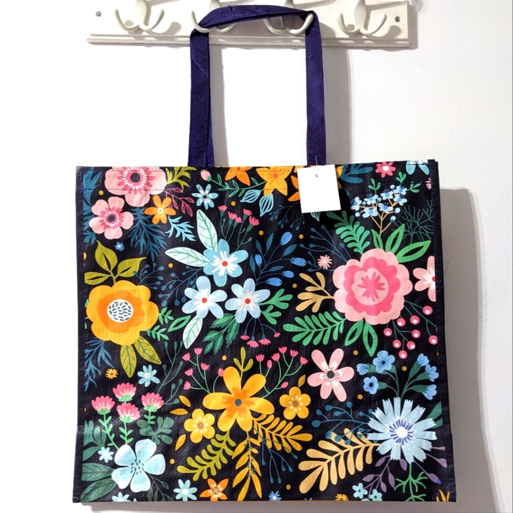 🛍️ NEW Extra Large Shopping Tote & Wide Bottom Floral Print